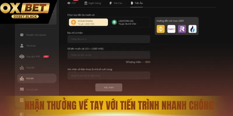 Nhận thưởng về tay với tiến trình nhanh chóng